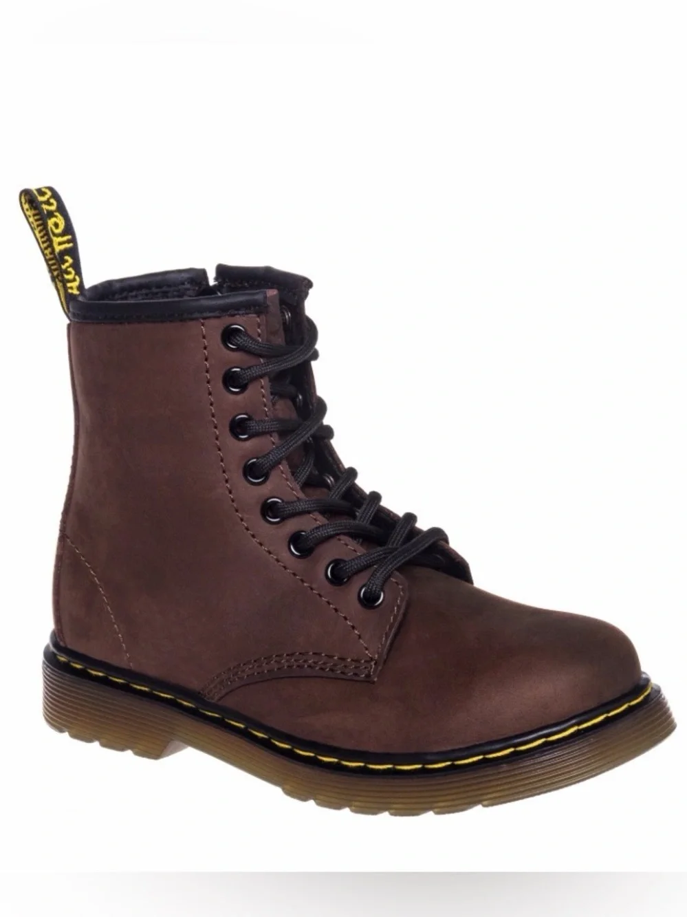 Dr. Martens Kids Delany Wyoming 8 Eye Combat Boot in Dark Brown - Size 2